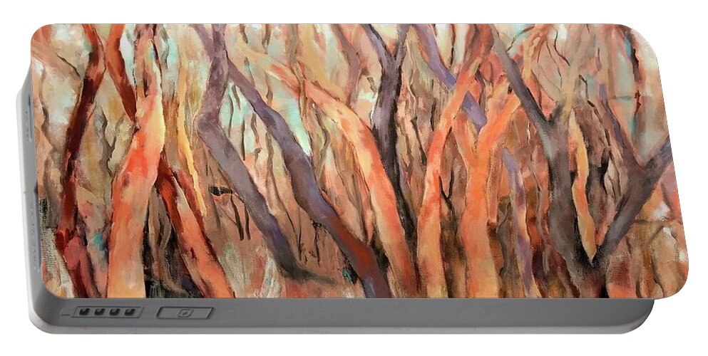 Acrylic Painting Portable Battery Charger featuring the painting Bare Limbs and Trunks by Chris Hobel