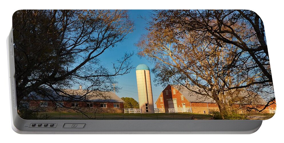 Barn Portable Battery Charger featuring the photograph Barn in Late Autumn by Steven Gordon