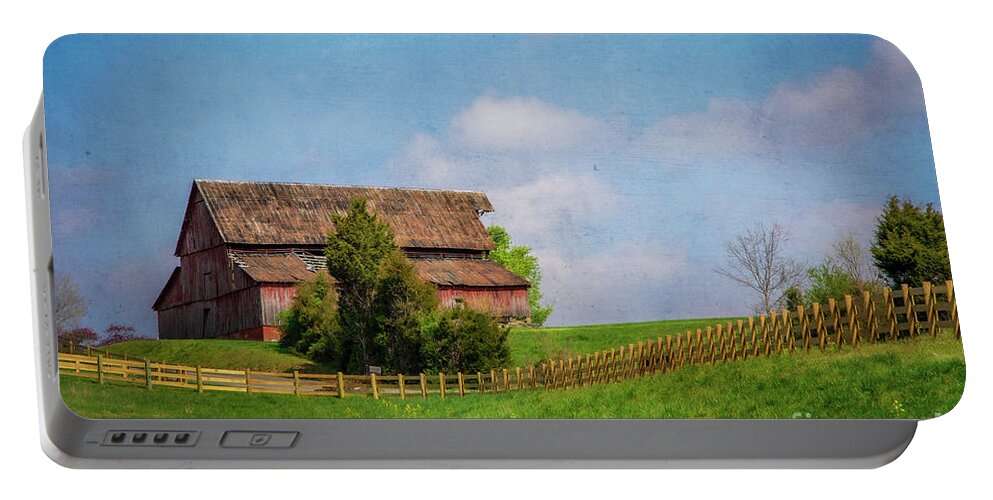 Barn Portable Battery Charger featuring the photograph Barn on Hickory Hill II by Shelia Hunt