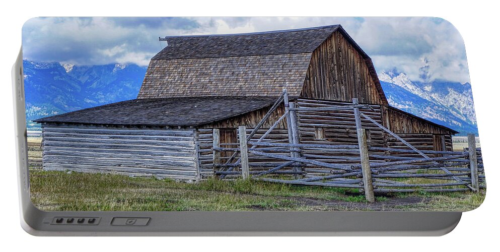 Grand Teton National Park Portable Battery Charger featuring the photograph Barn on Mormon Row 1223 by Cathy Anderson