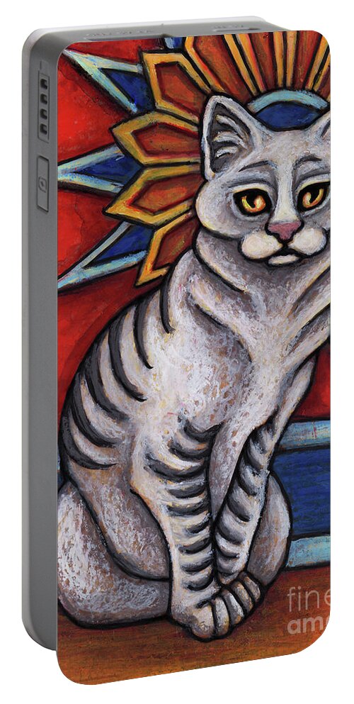 Cat Portrait Portable Battery Charger featuring the painting Barney. The Hauz Katz. Cat Portrait Painting Series. by Amy E Fraser