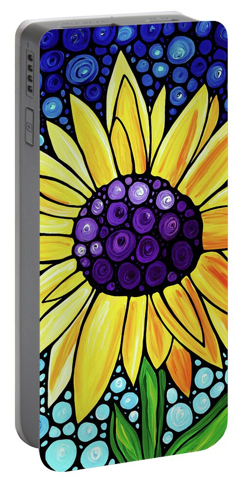 Floral Art Portable Battery Charger featuring the painting Basking In The Glory by Sharon Cummings
