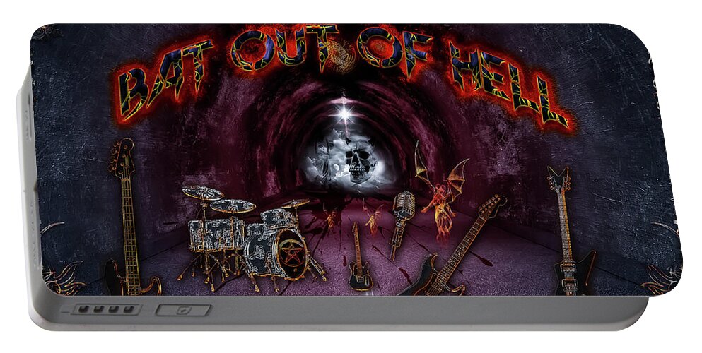 Bat Out Of Hell Portable Battery Charger featuring the digital art Bat Out Of Hell by Michael Damiani