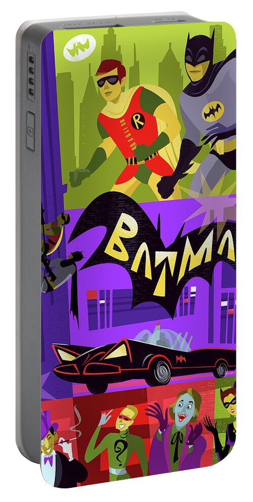Batman Portable Battery Charger featuring the digital art Batman by Alan Bodner