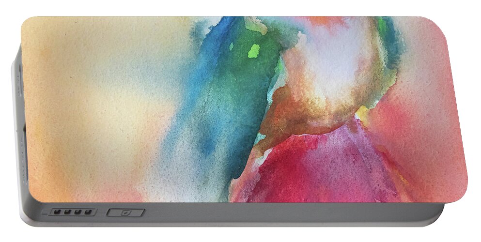 Hummingbird Portable Battery Charger featuring the painting Be Still And Know by Jani Freimann