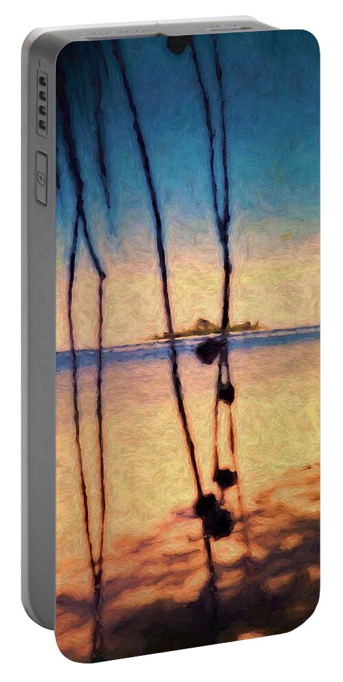 Beach View Portable Battery Charger featuring the mixed media Beach And Island View Near Gizo Solomon Islands by Joan Stratton