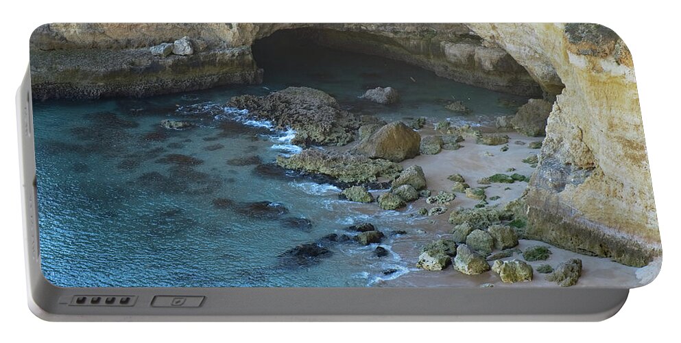 Be Like Water Portable Battery Charger featuring the photograph Beach Cave from the Cliffs in Malhada do Baraco by Angelo DeVal