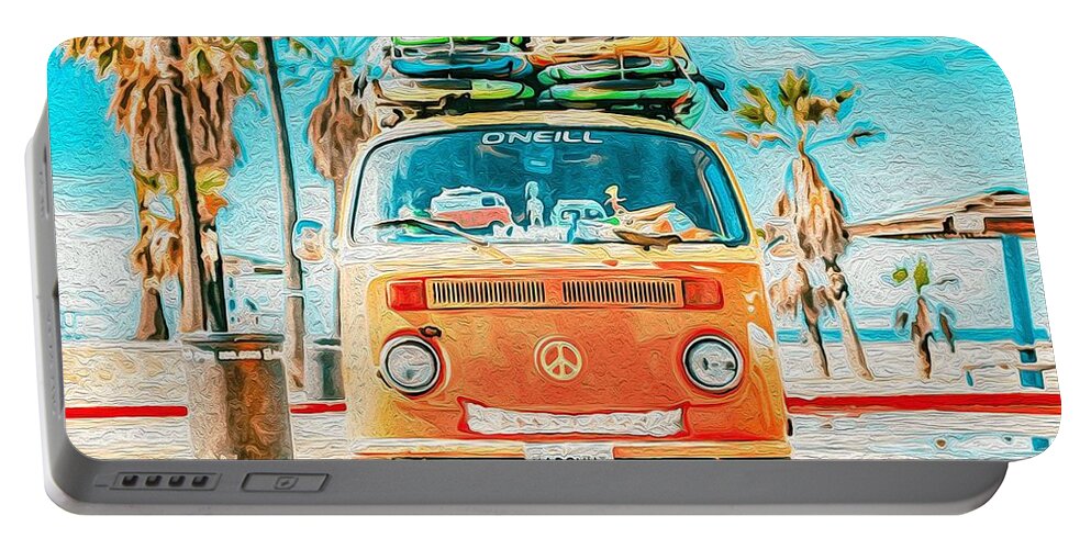 Beach Portable Battery Charger featuring the painting Beach Fun by Teresa Trotter