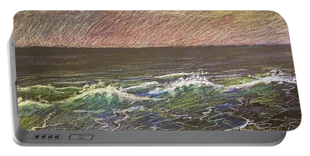 Beach Portable Battery Charger featuring the drawing Beach In Colored Pencil by Larry Whitler