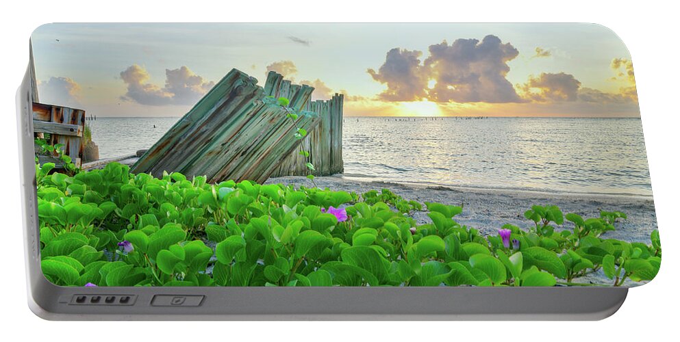 Rockport Portable Battery Charger featuring the photograph Beach Morning Glory by Christopher Rice