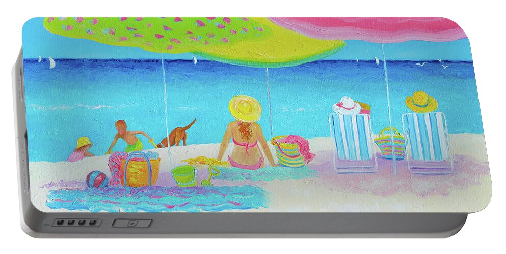 Beach Portable Battery Charger featuring the painting Beach Painting - Beach Life by Jan Matson