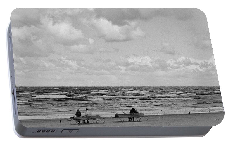 Photography Portable Battery Charger featuring the photograph Beach Panorama In Black And White Vision by Aleksandrs Drozdovs