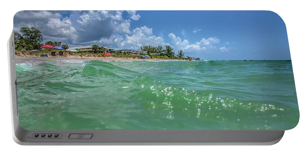 Waves Portable Battery Charger featuring the photograph Beach Time by Alison Belsan Horton