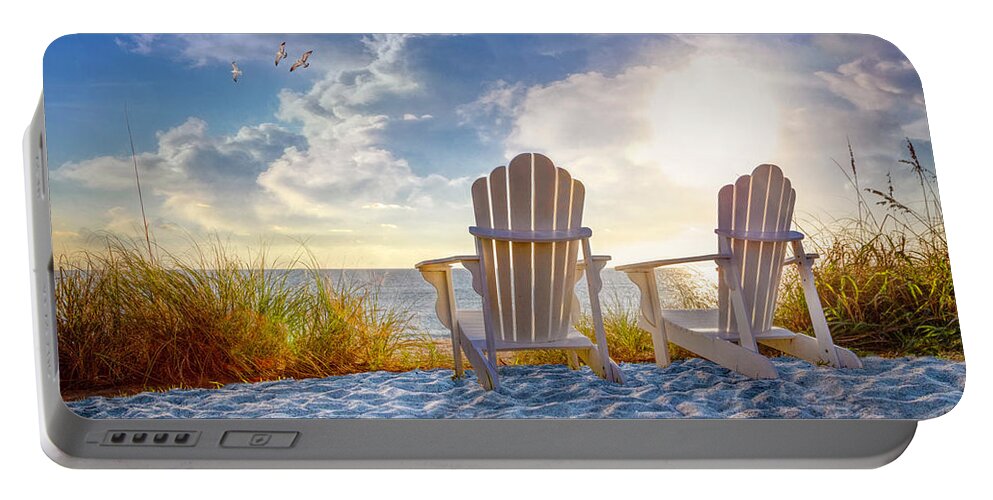 Clouds Portable Battery Charger featuring the photograph Beach Time by Debra and Dave Vanderlaan