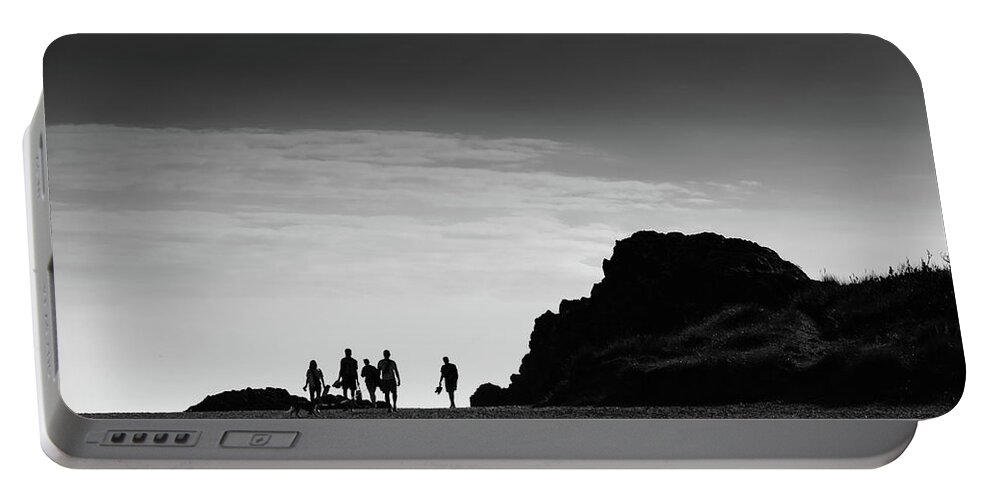 Beach Portable Battery Charger featuring the photograph Beach walkers by Gary Browne