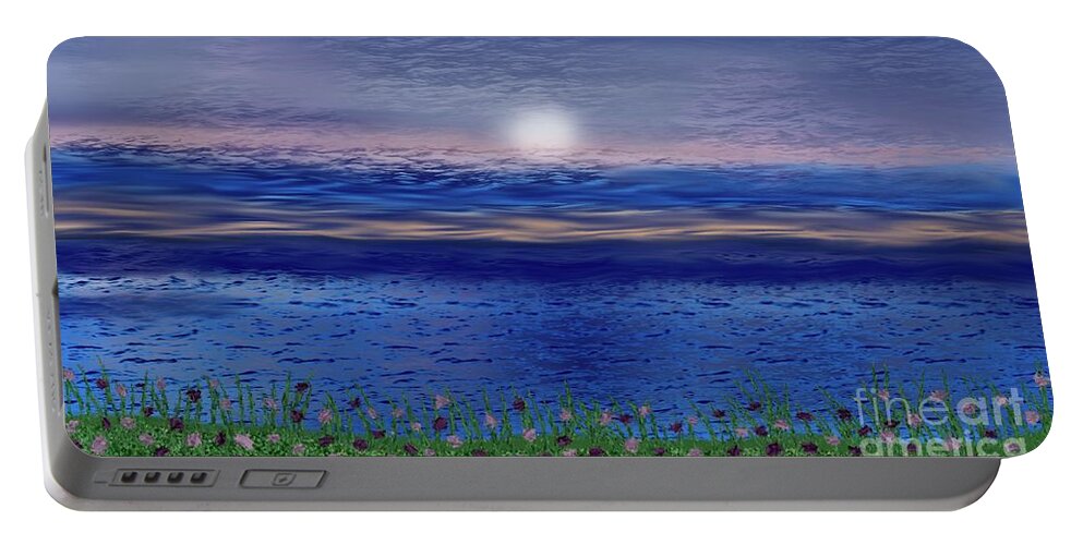 Sunrise Portable Battery Charger featuring the digital art Beachside sunrise by Elaine Rose Hayward