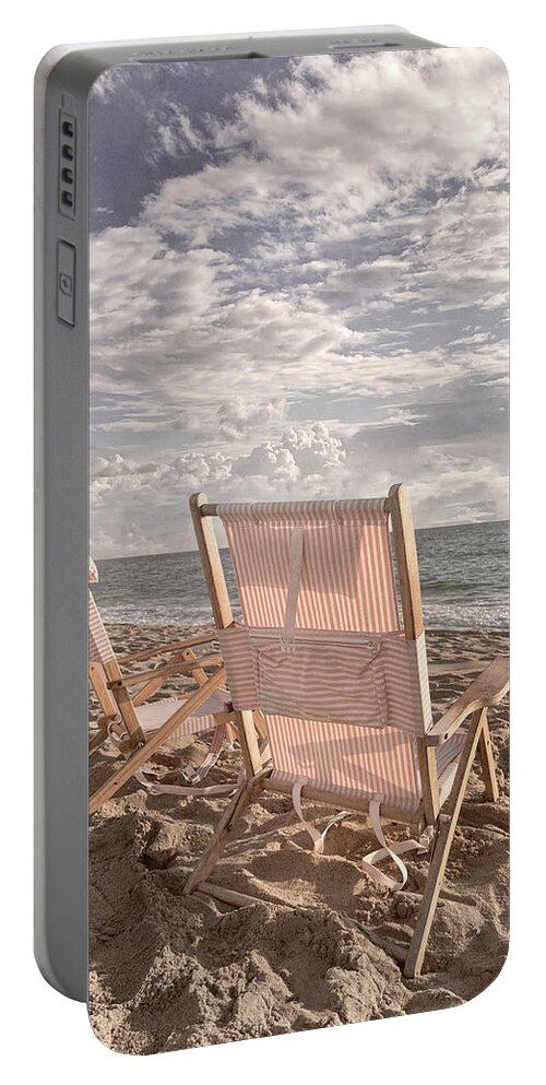 Clouds Portable Battery Charger featuring the photograph Beachy Cottage Relaxation by Debra and Dave Vanderlaan