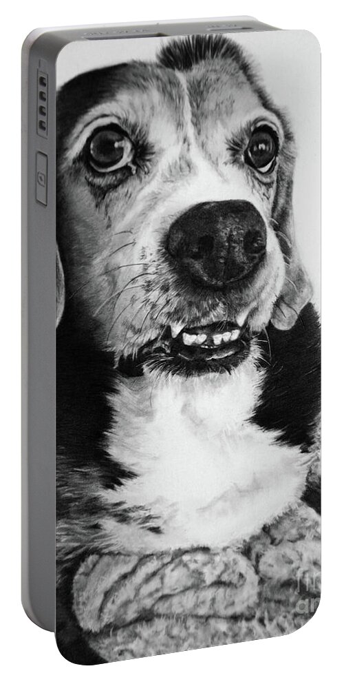 Dog Portable Battery Charger featuring the drawing Beagle Mix by Terri Mills