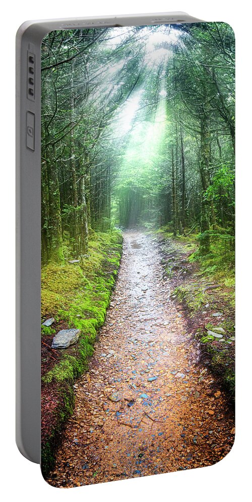 Carolina Portable Battery Charger featuring the photograph Beams of Light on the Appalachian Trail by Debra and Dave Vanderlaan