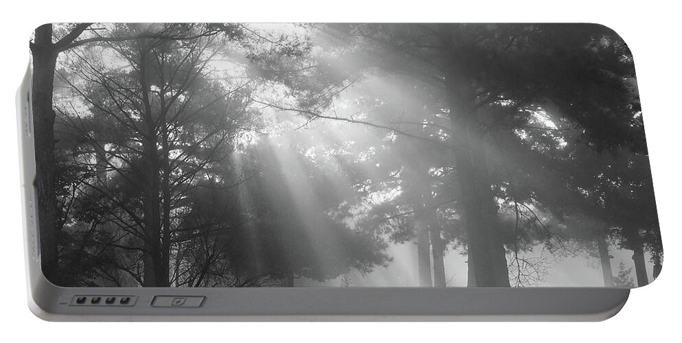 Fine Art Portable Battery Charger featuring the photograph Beams Through the Trees by Mike McGlothlen