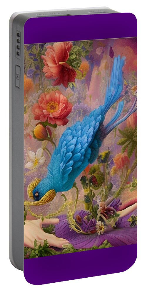 Bird Portable Battery Charger featuring the mixed media Beautiful Bird by Nancy Ayanna Wyatt