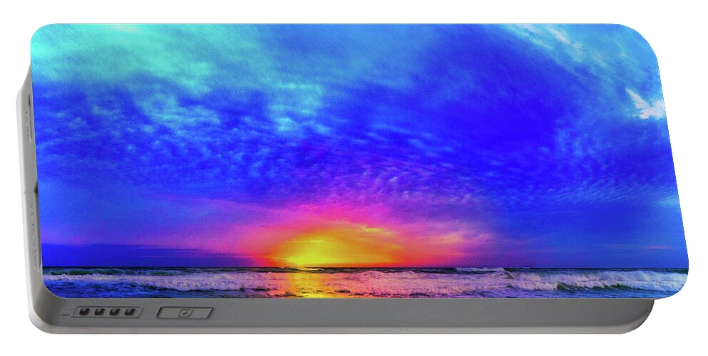 Beautiful Portable Battery Charger featuring the photograph Beautiful Dark Blue Turquoise Ocean Sunset by Eszra Tanner