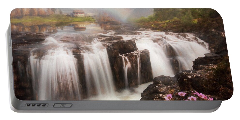 Clouds Portable Battery Charger featuring the photograph Beautiful Fairy Pools Scotland Painting by Debra and Dave Vanderlaan