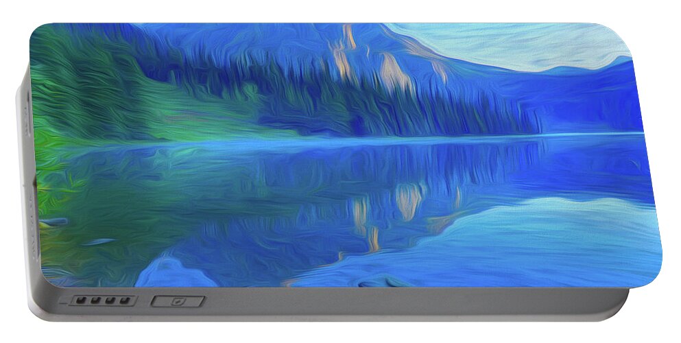 Banff Portable Battery Charger featuring the digital art Beautiful Morning on Emerald Lake Yoho National Park British Columbia Canada Digital Painting by Toby McGuire