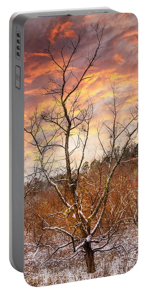 Carolina Portable Battery Charger featuring the photograph Beautiful Morning Sky at the First Snow by Debra and Dave Vanderlaan