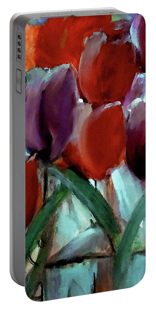 Tulips Portable Battery Charger featuring the painting Beautiful Mushroom by Lisa Kaiser