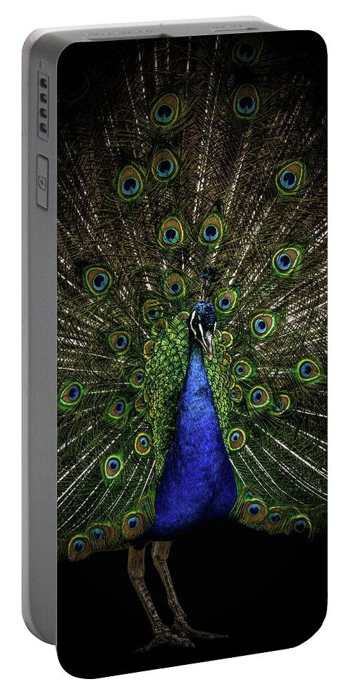 Peacock Portable Battery Charger featuring the digital art Beautiful peacock by Marjolein Van Middelkoop