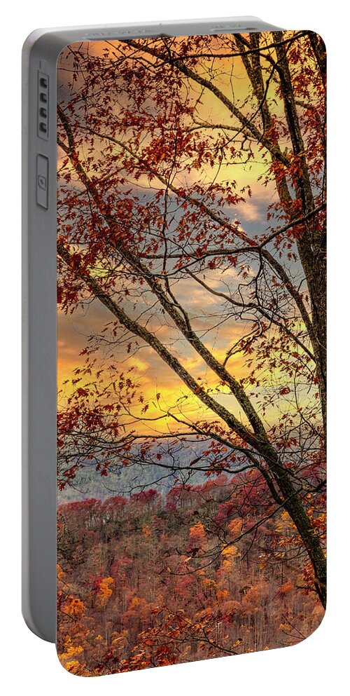 Andrews Portable Battery Charger featuring the photograph Beautiful Sunset over the Smoky Mountains by Debra and Dave Vanderlaan