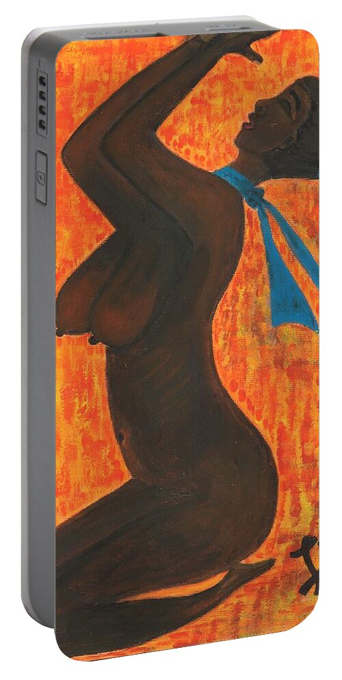 Woman Portable Battery Charger featuring the painting Beauty and the Beauty by Esoteric Gardens KN