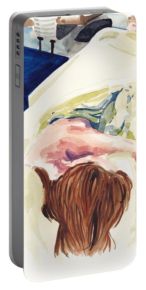 Woman Portable Battery Charger featuring the painting Beauty Sleep by George Cret