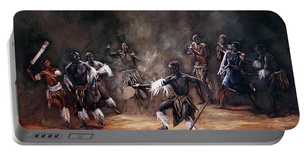African Art Portable Battery Charger featuring the painting Becoming A King by Ronnie Moyo
