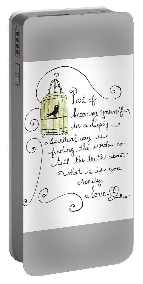 Birdcage Portable Battery Charger featuring the painting Becoming Yourself by Elizabeth Robinette Tyndall