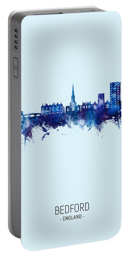 Bedford Portable Battery Charger featuring the digital art Bedford England Skyline #00 by Michael Tompsett