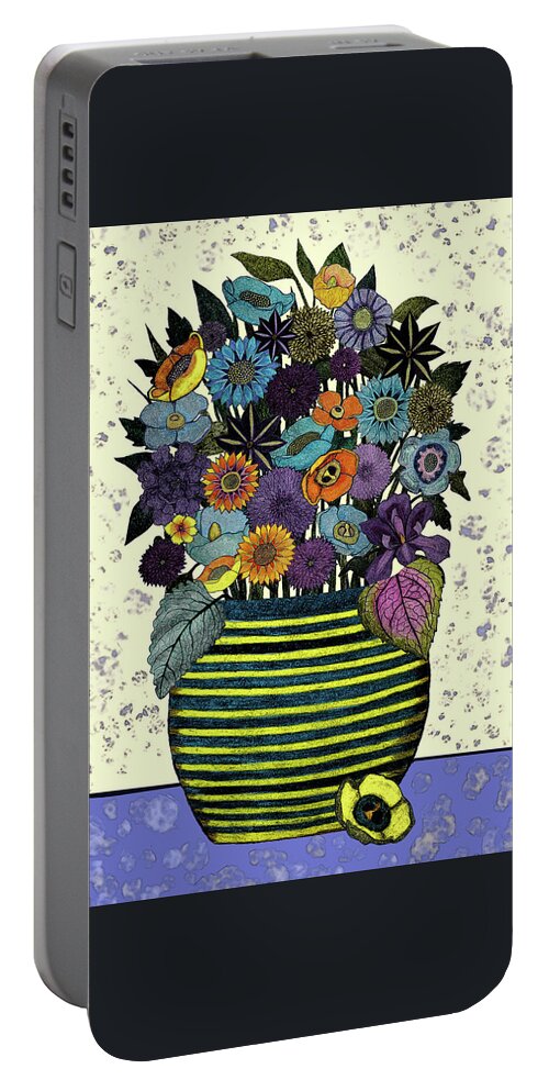 Bedroom Bouquet Portable Battery Charger featuring the digital art Bedroom Bouquet by Lorena Cassady