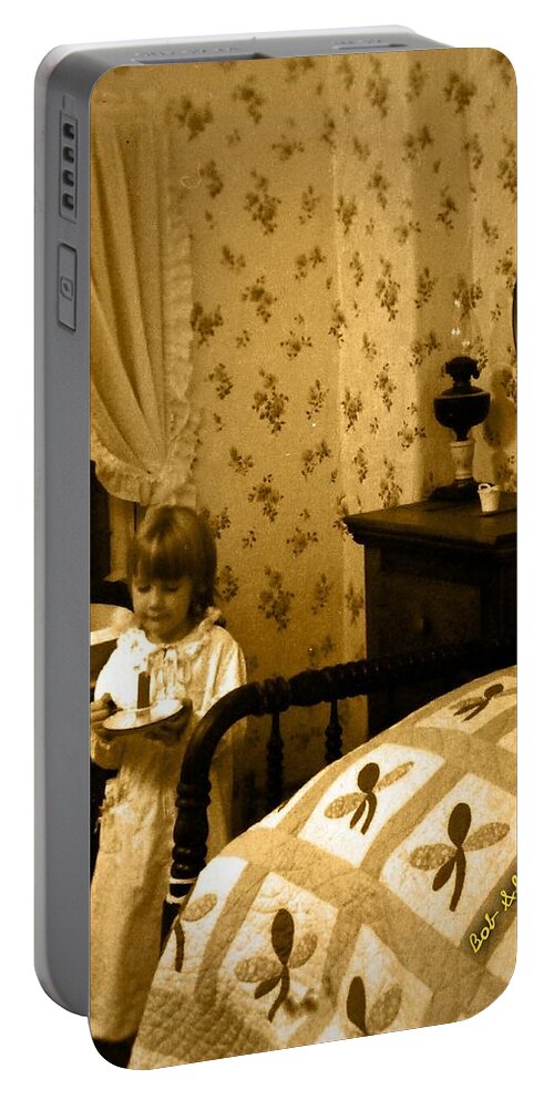 Digital Bedtime Historic Farm Historic Portable Battery Charger featuring the digital art Bedtime by Bob Shimer