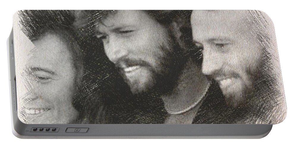 Bee Gees Portable Battery Charger featuring the drawing Bee Gees Sketch by Teresa Trotter