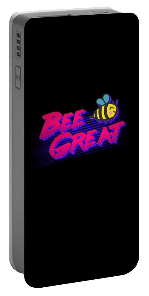 Funny Portable Battery Charger featuring the digital art Bee Great Retro by Flippin Sweet Gear