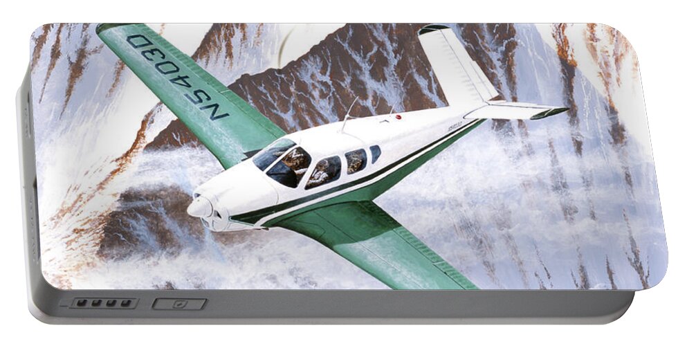 Aviation Portable Battery Charger featuring the painting Beechcraft Bonanza by Steve Ferguson