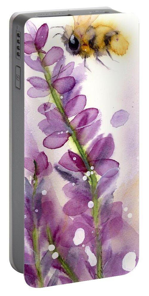 Watercolor Bee Portable Battery Charger featuring the painting Bees #3 by Dawn Derman