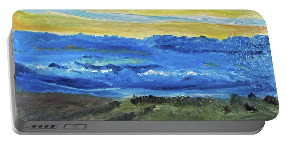 Landscape Portable Battery Charger featuring the painting Before the Rain by Linda Feinberg