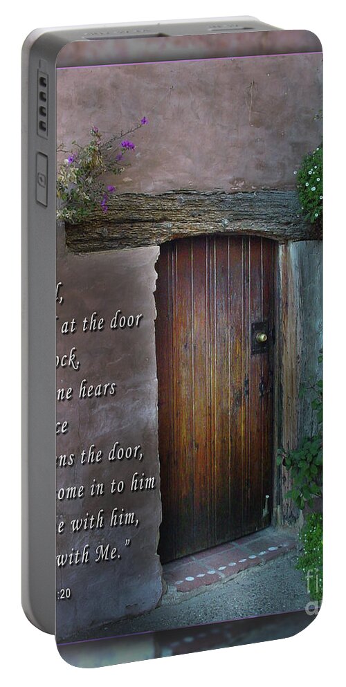 Revelation3:20 Portable Battery Charger featuring the photograph Behold I Stand At The Door and Knock IN002 by Kenneth Johnson
