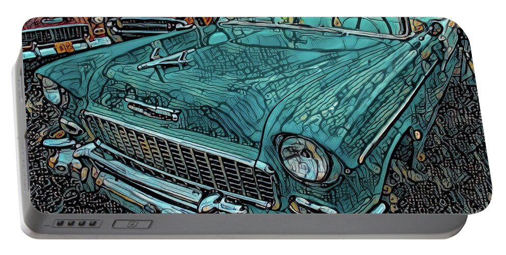 1955 Chevrolet Portable Battery Charger featuring the photograph Bel Air by Diana Mary Sharpton