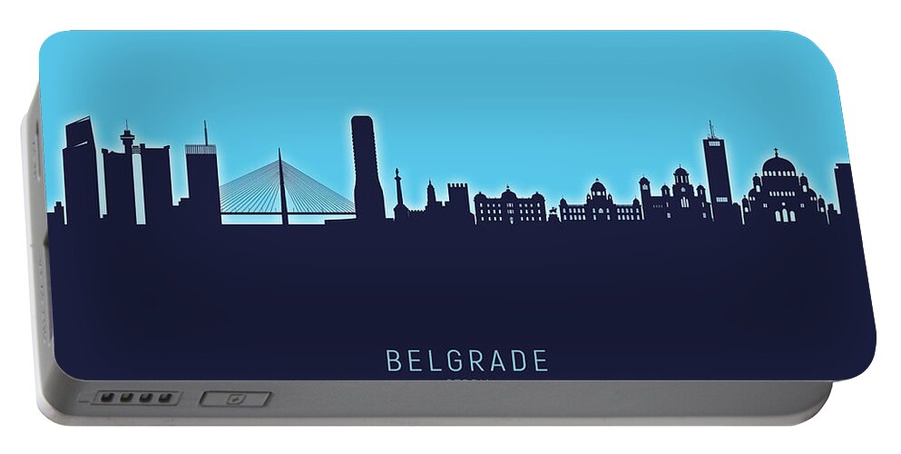 Belgrade Portable Battery Charger featuring the digital art Belgrade Serbia Skyline #28 by Michael Tompsett