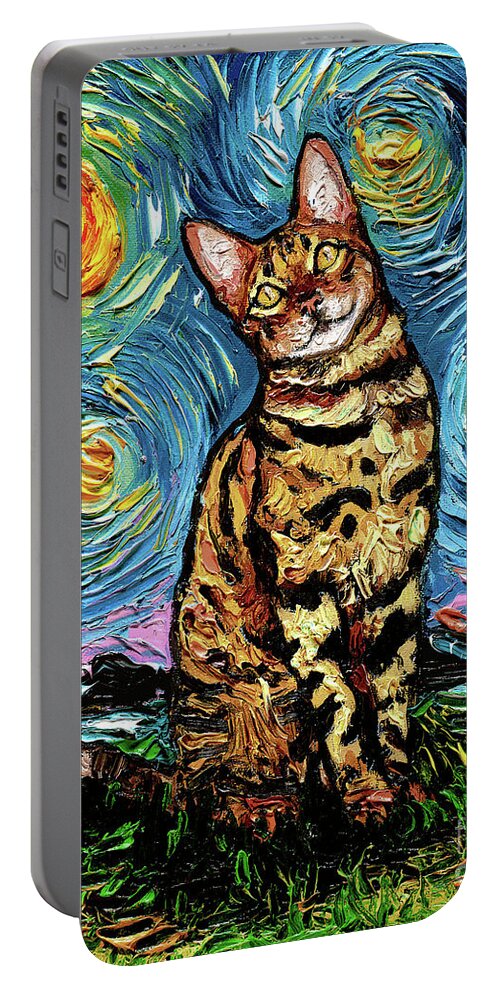 Bengal Portable Battery Charger featuring the painting Bengal Night by Aja Trier
