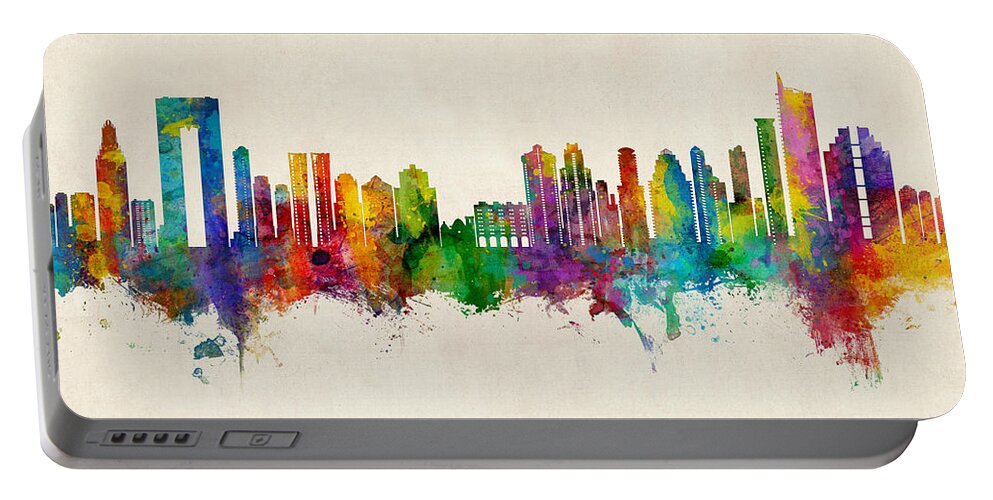 Benidorm Portable Battery Charger featuring the digital art Benidorm Spain Skyline by Michael Tompsett
