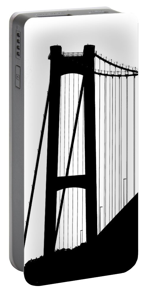 Bergen Portable Battery Charger featuring the digital art Bergen Bridge in Threshold by John Haldane